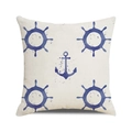 Détail de la housse de coussin nautique avec motif ancre et gouvernail à l'aquarelle - Style Gouvernail Symétrique Aquarelle Bleu (8)