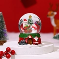 Christmas musical snow globe with Santa and snowman on a festive red house base - Medium No Light - Style B