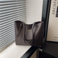 Grand sac cabas marron foncé en cuir avec lettrage doré et poignées ajustables - Marron