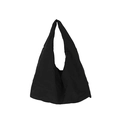 Black oversized hobo shoulder bag in soft canvas for a minimalist commute style - Black