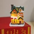 Lighted ice cream shop resin miniature with snow details for Christmas decor - Yellow Ice Cream Shop (Small Type G)