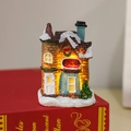 Lighted miniature resin Christmas toy shop figurine with snow roof and warm glow - Christmas Toy Shop (Small Type E)