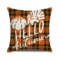 Geruite kussenhoes met pompoen en kalkoen ontwerp voor Thanksgiving interieurdecoratie - Hallo Herfst Pompoen Kalkoen Stijl / 45x45cm