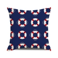 Housse de coussin nautique bleu marine avec motifs de bouée de sauvetage rouge et blanc - Style Bouée De Sauvetage Marine Rouge Blanc (13)