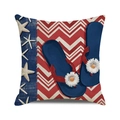 Detail of nautical summer beach pillow cover with starfish and flip flop pattern - Patriotic Heart Stars and Stripes (10)