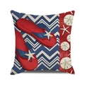 Close-up of nautical pillow cover featuring red flip-flops and navy chevron patterns - Navy Chevron Flip Flops (11)