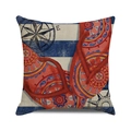Detail of nautical cushion cover showing textured linen fabric and seaside summer print - Nautical Compass Anchor (12)
