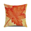 Square autumn cushion cover featuring a vibrant orange maple leaf on beige linen fabric - Orange Red Maple Leaf (2)
