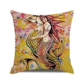 Artistic mermaid and seahorse watercolor print cushion cover on white background - Mermaid Hugging Seahorse(36) / 18x18 Inch
