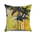 Dettaglio copricuscino quadrato con stampa artistica di palme gialle e geometriche - Silhouette di Palma Artistica Giallo Luminoso (Stile 14)