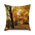 Detailed macro view of high-quality cotton linen fabric texture on autumn forest cushion cover - Exquisite Autumn Forest (14) / 18x18 Inch