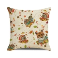 Close-up of autumn forest animals and maple leaves print on linen pillow cover - Forest Animals (3)