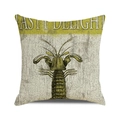 Vintage linen pillowcase with watercolor lobster illustration and TASTY DELIGHT text - Yellow Lobster Pattern (1) / 45cmx45cm