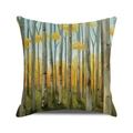 Detailed texture of autumn forest landscape on square linen cushion cover - Impressionist Autumn Forest (9) / 18x18 Inch