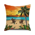 Fodera per cuscino con tramonto tropicale, palme e delfini marini su sfondo bianco puro - Paesaggio Colorato al Tramonto sulla Spiaggia (Stile 18)