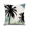 Dettaglio della silhouette di palma su una fodera per cuscino quadrata in cotone e lino - Silhouette Tropicale Minimalista Moderna (Stile 20)