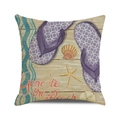 Detail of linen cushion cover featuring beach flip flops and Gone to the Beach text - Gone to the Beach Style (20)