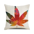 Square autumn leaf cushion cover with colorful artistic cannabis pattern for sofa - Colorful Abstract Artistic Leaf (3)