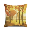 Detailed close-up of autumn forest leaf pattern on a soft decorative pillowcase cover - Realistic Autumn Forest (27) / 18x18 Inch