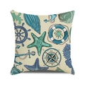 Square nautical pillow cover featuring watercolor anchor, starfish, and compass designs - Shell Starfish Marine Combination (3) / 18x18 Inch