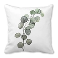 Detailed view of tropical green eucalyptus leaf pattern on soft peach skin pillow cover - Eucalyptus Branch Pattern (5)