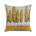 Detailed close-up of a square cushion cover featuring oil painting style autumn trees - Golden Canopy Artistic Forest (31) / 18x18 Inch