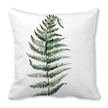 Detail of tropical green fern leaves print on white microfiber square pillowcase cover - Fern Plant Leaf Pattern (9)