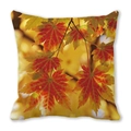 Vue détaillée du motif de feuilles d'érable sur taie d'oreiller en peau de pêche - Érable Rouge Réaliste (3)