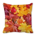 Detail of soft peach skin cushion cover with high-density autumn maple leaf print - Maple Leaf All-over Print (5)