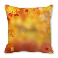 Close-up of autumn maple leaf pattern on watercolor peach skin fabric pillowcase - Three-color Maple Leaves (6)