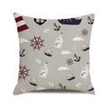 Close-up of nautical pattern cushion cover with anchor and sailboat watercolor prints - Gray Base Full Print Nautical Elements (17) / 18x18 Inch / Gray