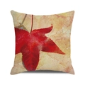Linen square throw pillow cover with vintage red maple leaf print on beige background - Vintage Red Maple Leaf (4)