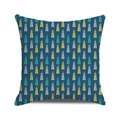Square nautical pillow cover featuring geometric lighthouse patterns on a deep teal background - Deep Cyan Geometric Lighthouse / 18x18 Inch