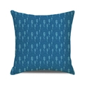 Close-up of nautical pillow case featuring blue seahorse patterns and wave textures - Deep Blue Seahorse Waves / 18x18 Inch