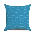 Dettaglio della fodera per cuscino nautico blu lago con motivo a onde e trama del tessuto - Motivo a onde blu lago / 45x45 cm