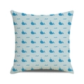 Dettaglio della fodera per cuscino nautico con balene blu navy su tessuto di lino - Balena dei Cartoni Animati Blu Chiaro / 45x45 cm