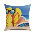 Watercolor summer beach cushion cover with flip-flops, sunglasses and sun hat print - Summer Straw Hat Flip Flops (31)