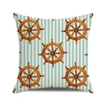 Housse de coussin carrée à rayures nautiques avec gouvernail pour canapé maison - Style Gouvernail Rayures Bleu Clair (27)