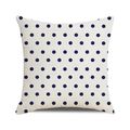 Dettaglio macro della trama in lino e dei pois blu navy sulla federa del cuscino quadrata - Pois Beige Chiaro / 45x45 cm