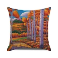 Artistic autumn forest landscape cushion cover with colorful maple leaves and birch trees - Autumn Forest Oil Painting (1) / 18x18 Inch