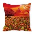 Watercolor autumn maple leaves oil painting throw pillow case for Thanksgiving home decor - Park Bench Autumn (31)
