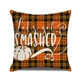Let's get SMASHED Happy Fall pumpkin orange black plaid square pillow cover - Let's Get Smashed Pumpkin Style / 45x45cm