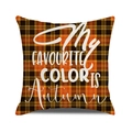 Fall-themed orange and black plaid pillowcase with My Favourite Color Is Autumn text - My Favourite Color is Autumn Style / 45x45cm