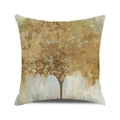 Abstract golden tree oil painting print pillowcase in square textile fabric for home - Golden Tree Abstract Oil Painting (2) / 18x18 Inch