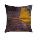 Housse de coussin carrée avec motif de feuille de ginkgo jaune sur fond violet foncé - Feuilles de Ginkgo (8)