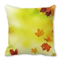 Watercolor autumn maple leaves printed peach skin square pillowcase for sofa decor - Pale Yellow Maple (11)