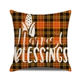 Harvest Blessings plaid pumpkin pillow cover with corn design for fall home decor - Harvest Blessings Corn Style / 45x45cm
