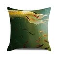 Square cushion cover with deep green and gold underwater swimming fish oil painting art - Oil Painting Style Fish(6) / 18x18 Inch