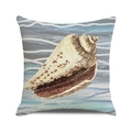 Housse de coussin carrée avec motif coquillage réaliste sur fond de vagues nautiques - Style Ondulation Coquille Bleue (22) / 45x45 cm