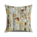 Square fall pillow cover with artistic autumn birch tree forest and colorful leaves - Birch Forest Autumn Scene (3) / 18x18 Inch